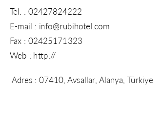 Rubi Hotel iletiim bilgileri